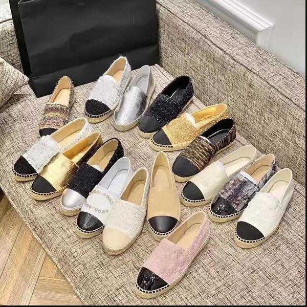 

channel espadrilles loafers dress shoes 100% leather woman shoes luxe cap toe quilting pure hand sewing womans flats luxury quilty spring si, Black