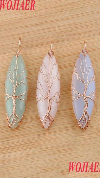

pendant necklaces natural stone tree of life pendants rose gold wire wrap amethysts opal women men charm jewelry bo920 drop luluba8658183, Silver