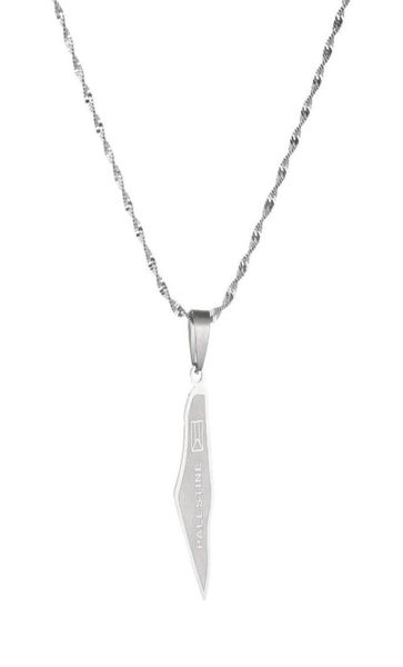 

chains stainless steel palestine map pendants necklaces women men girls religion gift jewelry1292509, Silver