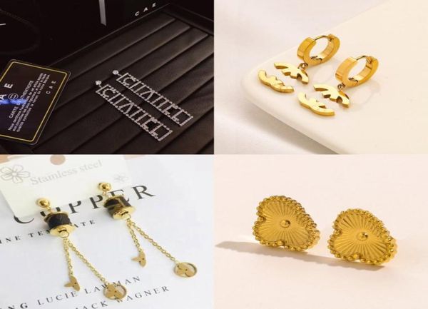 

luxury brand charm earring fashion designer love jewelry 18k gold plated multicolor earrings four leaf grass circle diamond pearl 6848665, Golden