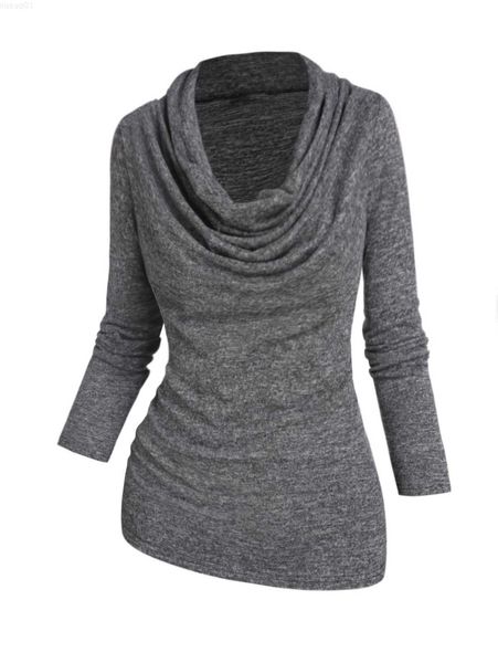 

women's sweaters heather pullover cowl neck draped long sleeve casual sweater for women solid color casual basic l230718, White;black