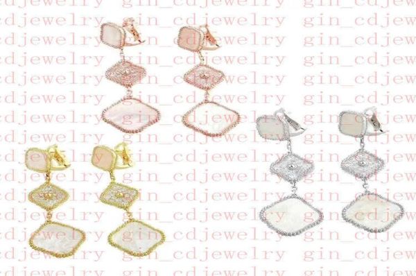 

designer classic lucky clover earrings tricolor plating women and girls valentine039s day mother039s day engagement jewelry 3589847, Golden