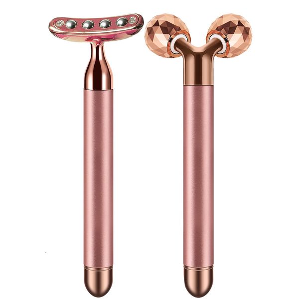 

face care devices 2 in 1 face massager roller electric 3d roller and 24k pulse t shape massager kit arm eye nose massager skin care tools 23