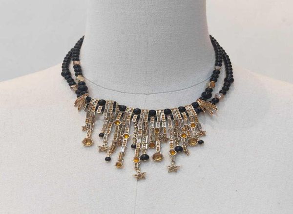

2021 new brand fashion jewelry for women thick chain party light gold color star tassel pearl crystal c pendant luxury brand9077319, Silver