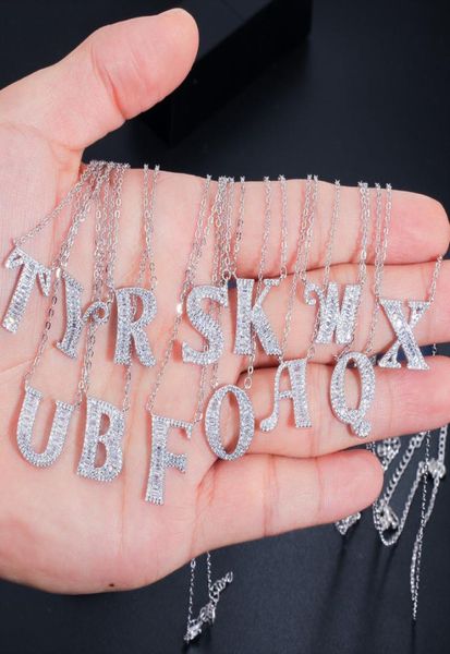 

initial letter pendants necklace cubic zircon choker necklace coral fashion jewelry for women christmas bijoux gift2366199, Silver