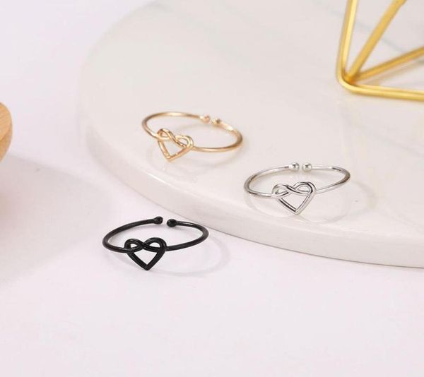 

30pcslot korean tied hollow heart rings metal alloy cross love ring for women female silver opening adjustable hand jewelry acces6761282, Golden;silver