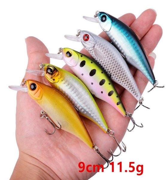 

10 color mixed 90mm 115g minnow hard baits lures fishing hooks 6 treble hook fishhooks pesca tackle accessories bu1975962603