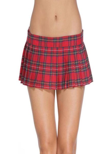 

women mini plaid skirt plus size short pleated skirts school girl zipper skirt student costumes9932664, Red;black