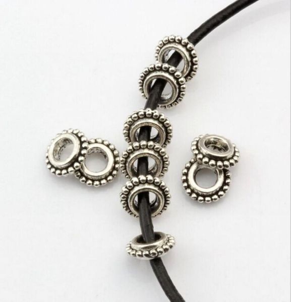 

350pcs antique silver zinc alloy dotted rim rondelle spacers beads for jewelry making bracelet necklace diy accessories 85 x25mm6801665, Bronze;silver