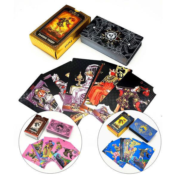 

outdoor games activities 1 deck plastic tarot cards with english guide book pink black waterproof board fortune telling game astrology gift