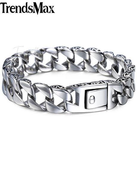 

trendsmax fashion new stainless steel charm bracelet men vintage totem mens bracelets 2018 cool male wristband jewelry hb30 y189198788278, Black