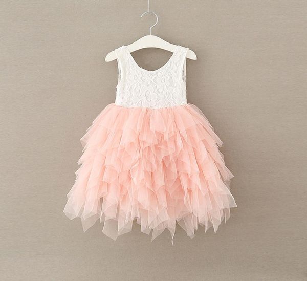 

new arrival girls dresses children white and pink sleeveless cotton and lace tulle dresses fashion children clothes1150279, Red;yellow