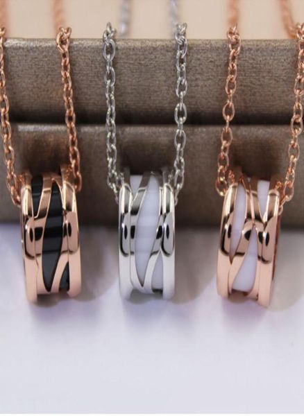 

fashion designer jewelry roman numeral ceramic pendant necklaces rose gold stainless steel mens womens necklace love with gift bag2052789, Silver
