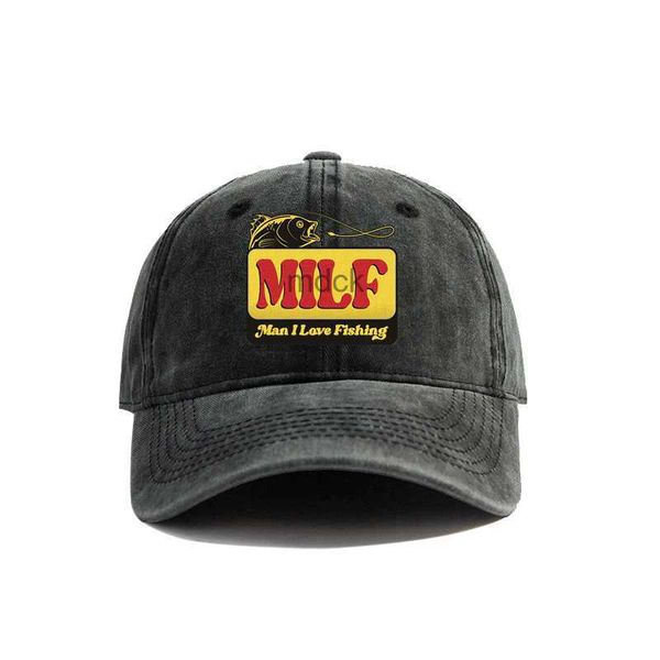 

ball caps milf man i love fishing baseball cap vintage distressed dad hats men outdoor adjustable fit hats cap hkd230718, Blue;gray