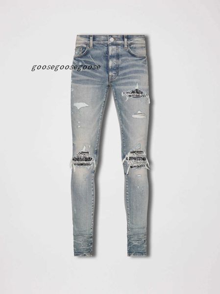 

mens designer jeans ripped denim pants man slim jeans casual hip hop zipper trousers for male stretch trouser 03, Blue