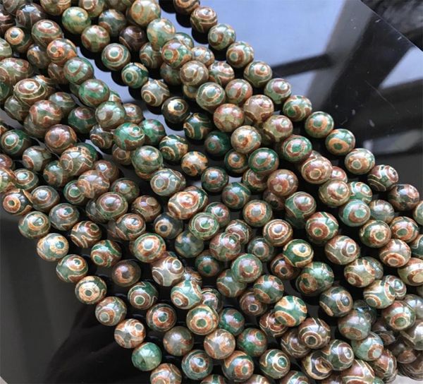 

810121416mm natural agate stone dzi beads round green three eyes tibetan beads diy buddhism jewelry making loose bead7610442, Black