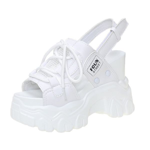 

sandals fashion summer women peep toe wedge platform sneakers woman 11cm heels thick bottom sandal casual beach flip flops 230718, Black