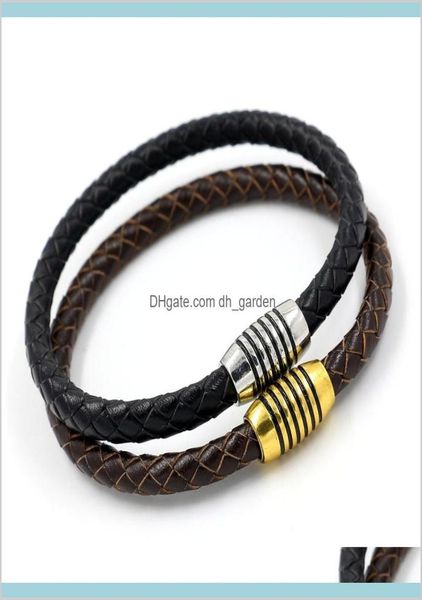 

weave leather silver gold magnetic clasp braid wristband cuff women men fashion jewelry will and sandy drop ship q7dwe charm brace1734070, Golden;silver