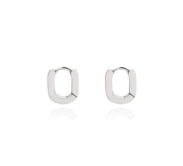 

titanium steel ear cuff does not fade minimalist style bold flat oval ring earrings male and female personality street2477502, Silver