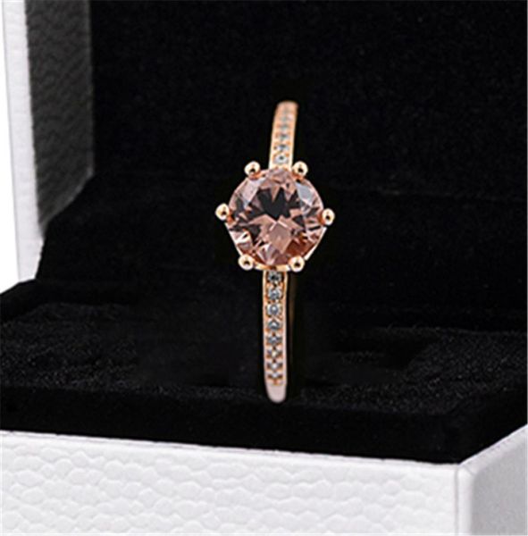 

fashion jewelry 2020 925 sterling silver pink sparkling crown solitaire crystal ring for women lovers/ wedding/commemorative ring2151000, Golden;silver