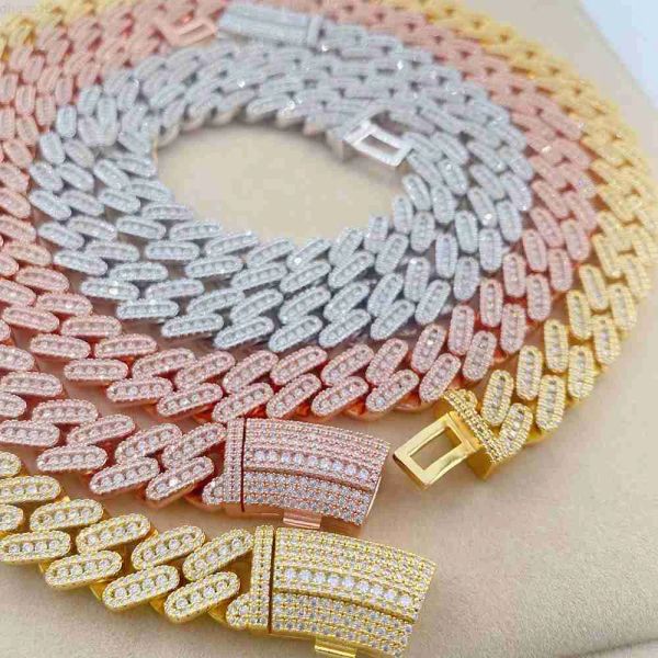 

miami hip hop gra certificate gold plated ice chain cuban diamonds cuban link chain necklace men, Silver