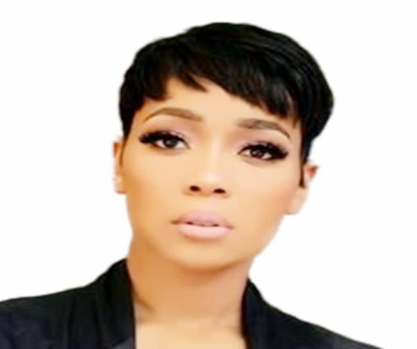 

human short pixie hair wig african american none lace front wigs for black women full machine made humanhair wig3303608, Black;brown