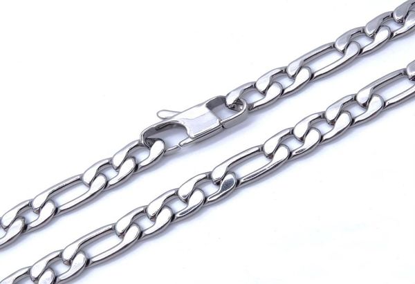 

8mm stainless steel necklace for man figaro chain men jewelry 1836 inches waterproof263e8373331, Silver