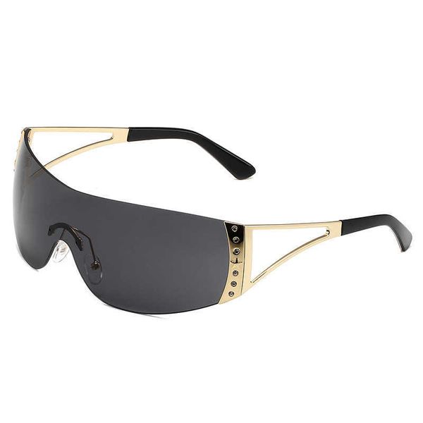 

men's polarized sunglasses new frameless y2k technology sense fashion sports mirror one piece frameless women's sunglasses, White;black