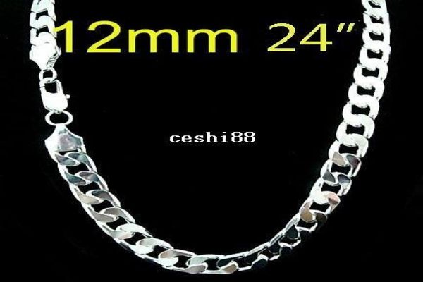 

whole 925 silver silver 12mm necklace for men 24 inch 925 sterling silver chain necklace fashion men jewelry4744432