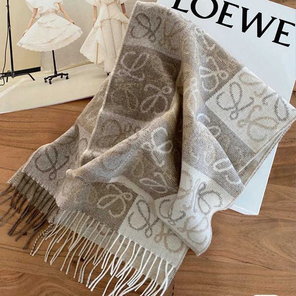 

star's same jacquard checkerboard autumn and winter fashion temperament warm tassel cashmere scarf rowe shawl, Blue;gray