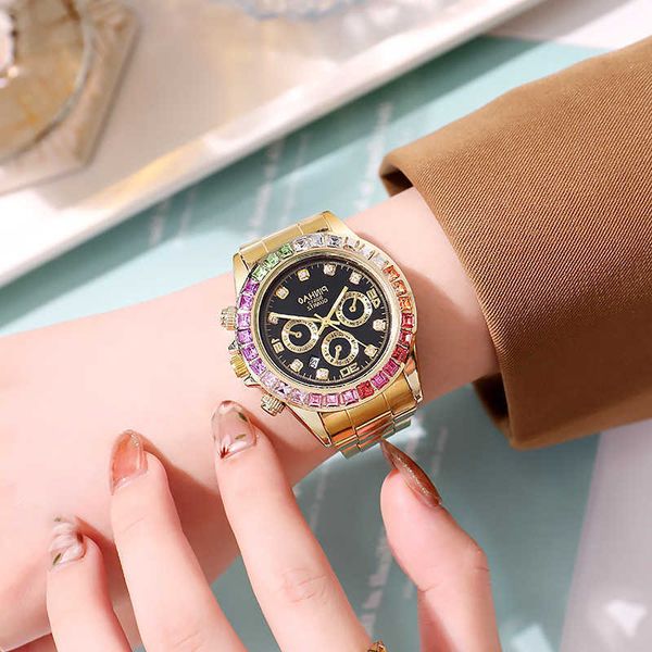 

the world's leading r olax watch market 2023 new rainbow diamond selling full fashion ins style waterproof neutral quartz calendar with, Slivery;golden