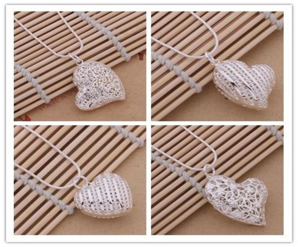 

fashion jewelry for women 925 silver plated hollow heart pendant necklace valentines day gift mix order 12pcslot9777416
