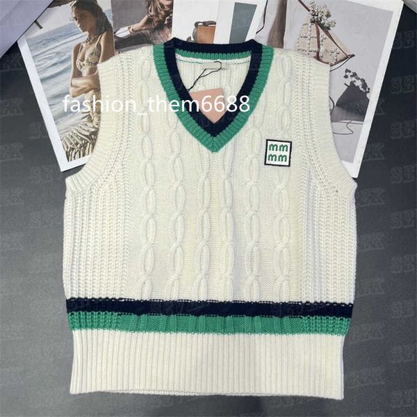

women's t-shirt v neck twists knitted vest tank for women fashion sleeveless knitted t shirts letter pullover designer clothing, White