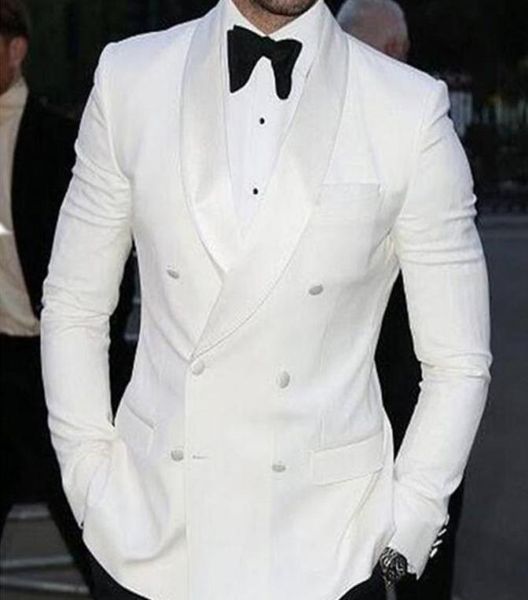 

white wedding groomsmen tuxedos 2018 double breasted trim fit groom suit two piece men suits jacket pants1368352, Black;gray