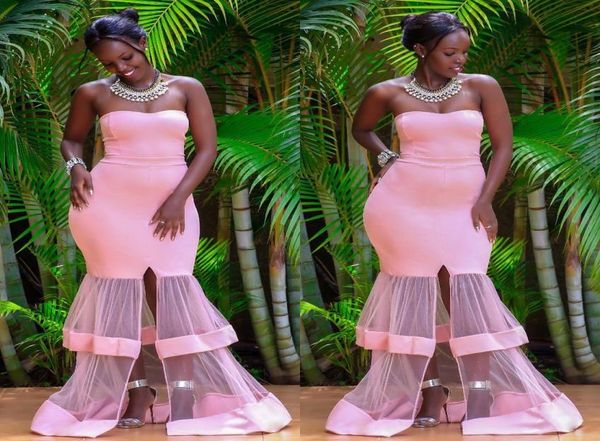 

2019 new african special tulle train design mermaid evening dresses sweetheart floor length prom dress front split gowns a line ch5001899, Black;red