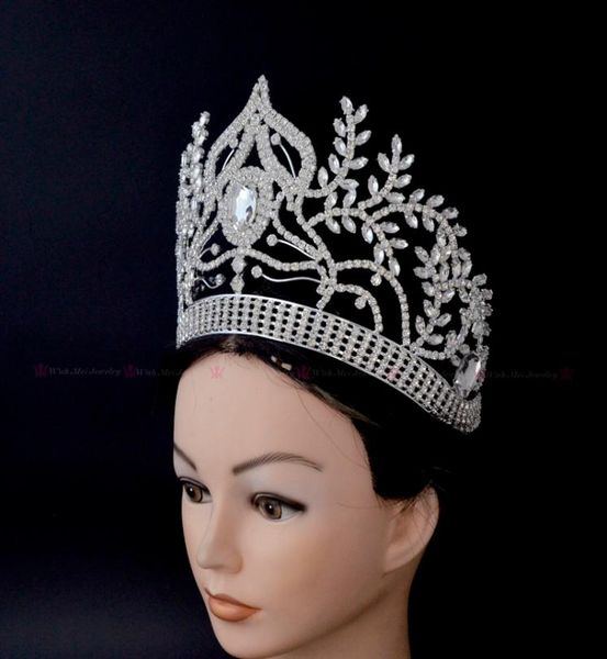 

thinestone crowns tiaras lager adjustable miss pageant bridal wedding queen princess party prom night clup show headdress hair cli8287463, White;golden