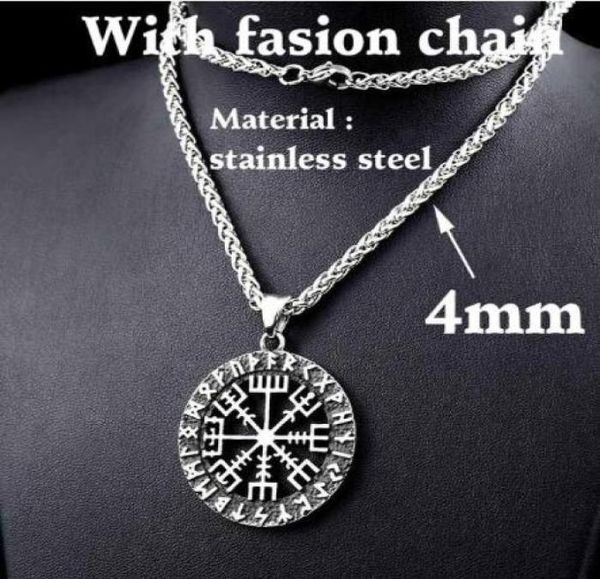 

316l stainless steel viking odin039s symbol of norse runic pendant necklace viking runes vegvisir compass pendant lp2883077610