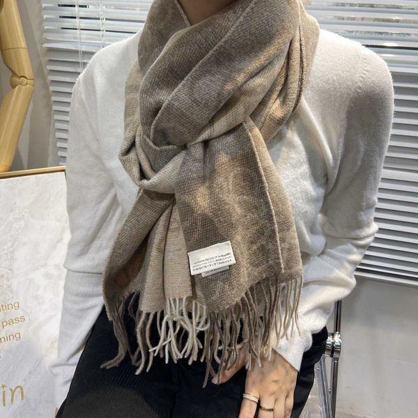 

luojia's new double-sided wool jacquard scarf with nine grid for women in autumn and winter fashion, Blue;gray