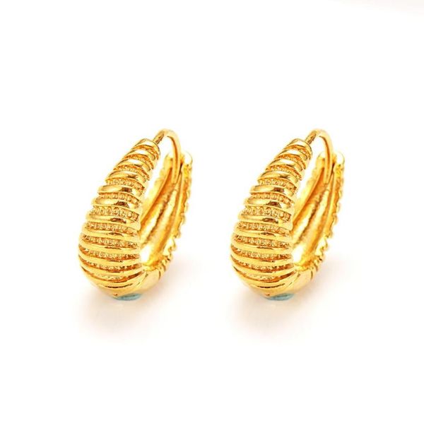 

pure 18k yellow solid fine gold filled hoop women gift empty tube carved round big earrings5980309, Golden;silver