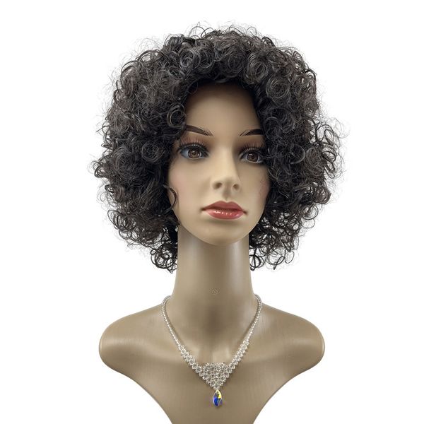 

personality fashion real african black bouffant wig women short curls, Black;brown