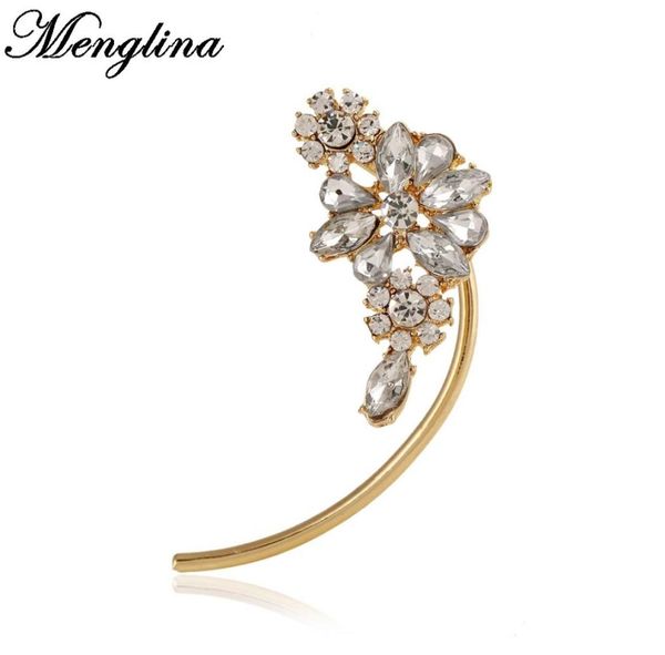 

menglina new punk metal gold ear cuff for women fashion full rhinestone crystal flower clip earrings without piercing whole1288998, Silver