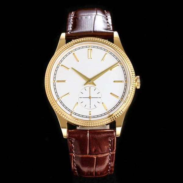 

mens watch automatic mechanical movement 39mm watch classic business designer waterproof montre luxes leather strap, Slivery;brown