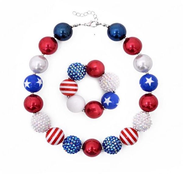 

diy girl necklace bracelet 2pcs set green purple chunky bubble beads children boutique jewelry sets gift5480750, Red;brown