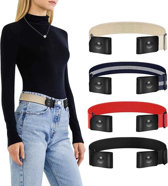 

tourzoo women/men's buckle elastic belt invisible elastic belt suitable for jeans, dresses, no raises, Black;brown