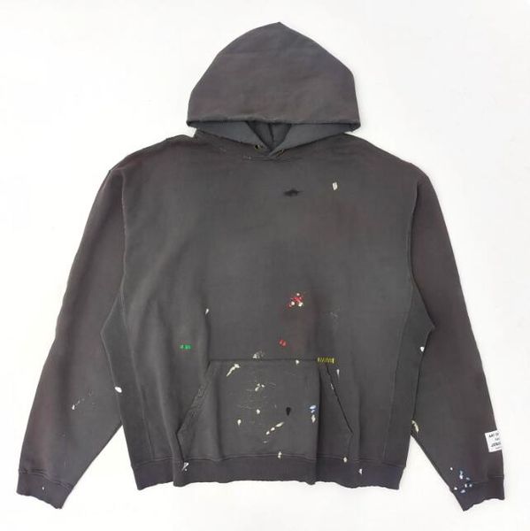 

spring fall men high street hip hop washed old paint embroidery oversize women vintage hoodie, Black;brown
