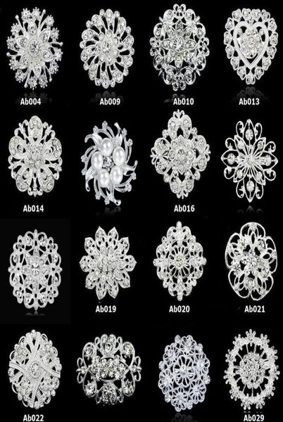 

brooches pins fashion silver crystal rhinestone flower bouquet pin brooche for women girl party gift whole 0418wh1320965, Gray