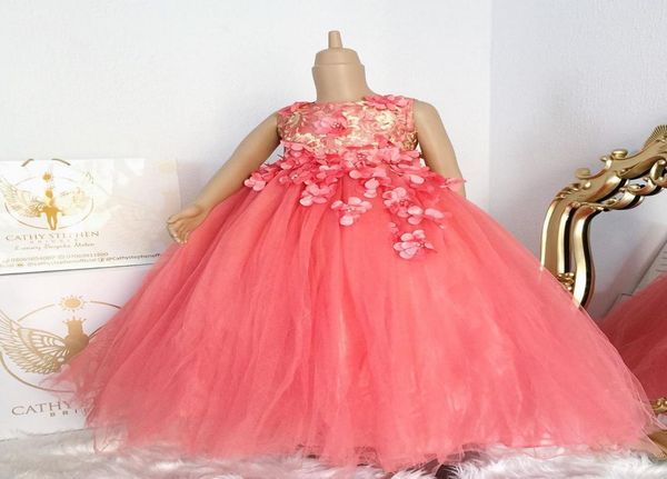 

water melon pearls flower girl dresses hand made flowers little girl wedding dresses communion pageant dresses gowns f2105831387, White;blue
