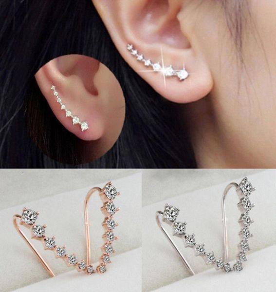 

fashion 14k gold color diamond earrings clip women wedding statement jewelry ear climber earring for girl gifts1982600, Silver