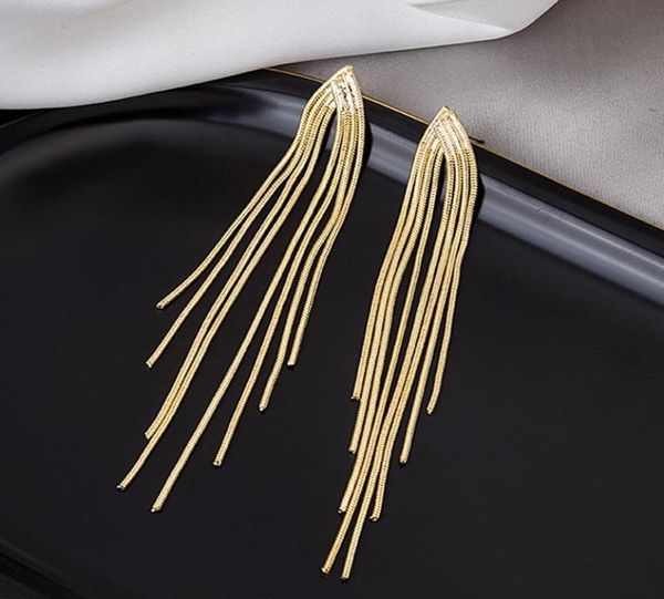 

dangle chandelier vintage tassel drop earrings for women gold long thread chains dangel jewelry kpop party earring 20218143522, Silver