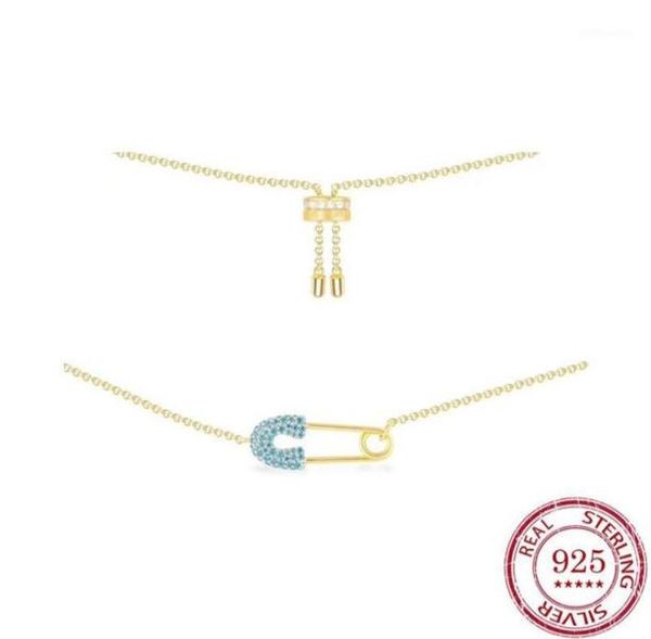 

pendant necklaces pin necklace female personality paper clip s925 sterling silver color clavicle chain bracelet niche design1304d2459689